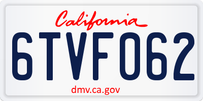 CA license plate 6TVF062