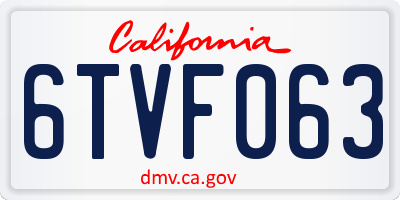 CA license plate 6TVF063
