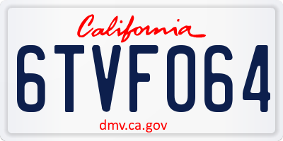 CA license plate 6TVF064