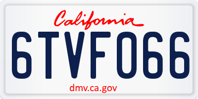 CA license plate 6TVF066
