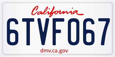 CA license plate 6TVF067