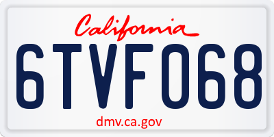 CA license plate 6TVF068