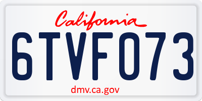 CA license plate 6TVF073