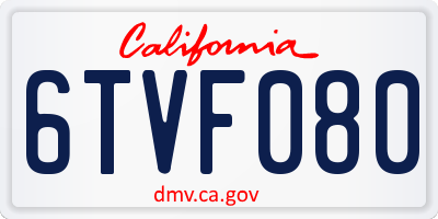 CA license plate 6TVF080