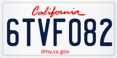 CA license plate 6TVF082