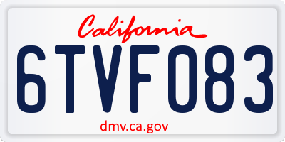 CA license plate 6TVF083