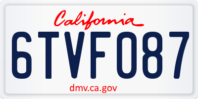 CA license plate 6TVF087