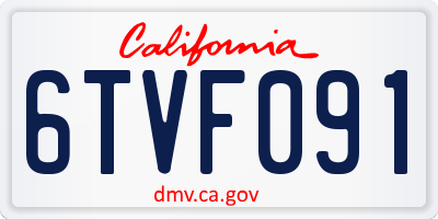 CA license plate 6TVF091