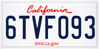 CA license plate 6TVF093