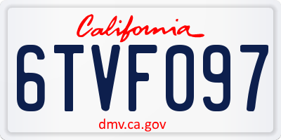 CA license plate 6TVF097