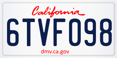 CA license plate 6TVF098