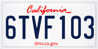 CA license plate 6TVF103