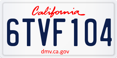 CA license plate 6TVF104