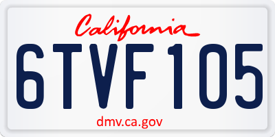 CA license plate 6TVF105