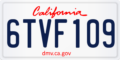 CA license plate 6TVF109