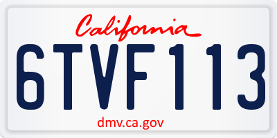 CA license plate 6TVF113
