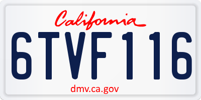 CA license plate 6TVF116