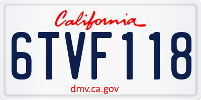 CA license plate 6TVF118