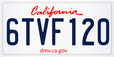 CA license plate 6TVF120