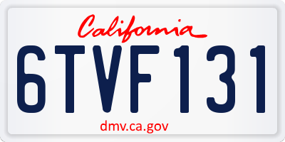 CA license plate 6TVF131