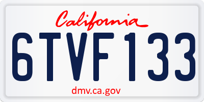 CA license plate 6TVF133