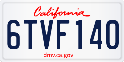 CA license plate 6TVF140