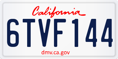 CA license plate 6TVF144