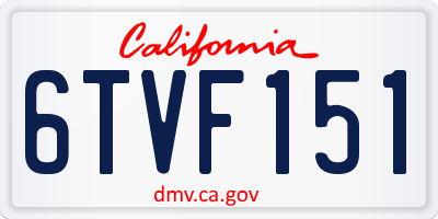 CA license plate 6TVF151