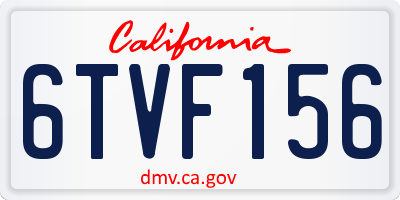 CA license plate 6TVF156