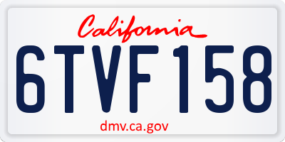 CA license plate 6TVF158