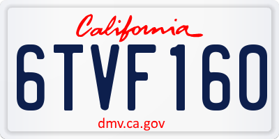 CA license plate 6TVF160
