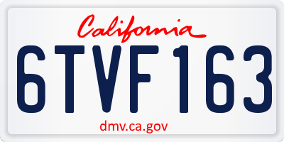 CA license plate 6TVF163