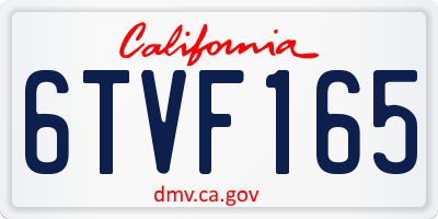 CA license plate 6TVF165
