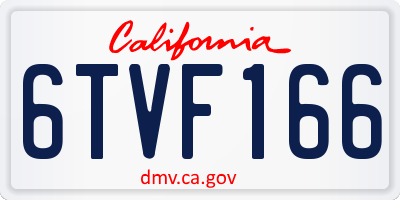 CA license plate 6TVF166
