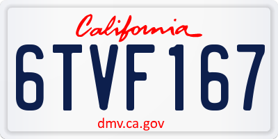 CA license plate 6TVF167