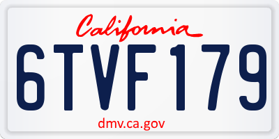 CA license plate 6TVF179