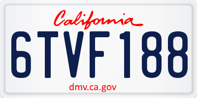 CA license plate 6TVF188