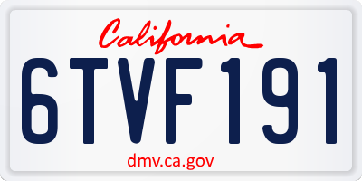 CA license plate 6TVF191