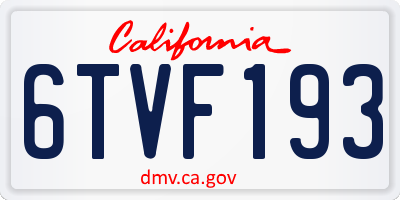 CA license plate 6TVF193