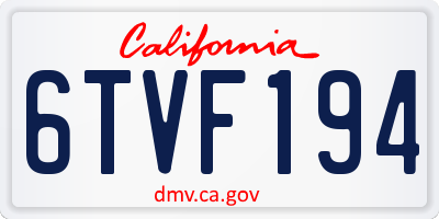 CA license plate 6TVF194
