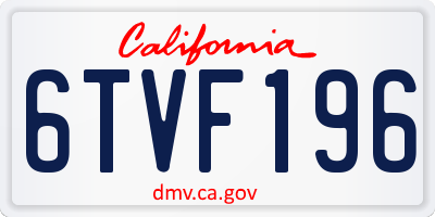 CA license plate 6TVF196