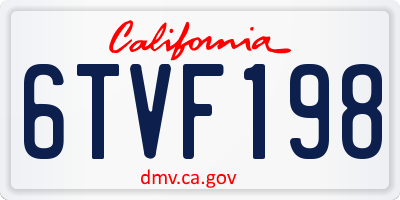CA license plate 6TVF198