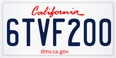 CA license plate 6TVF200