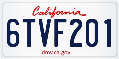 CA license plate 6TVF201
