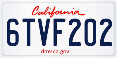 CA license plate 6TVF202
