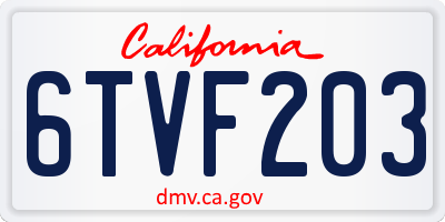 CA license plate 6TVF203