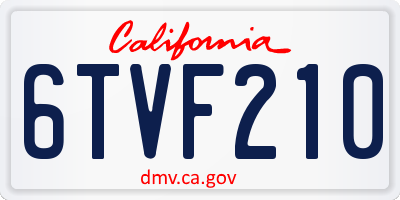 CA license plate 6TVF210