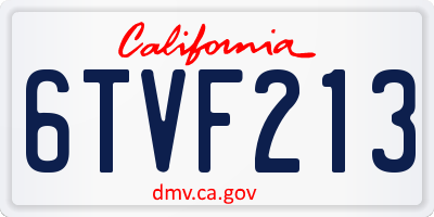 CA license plate 6TVF213