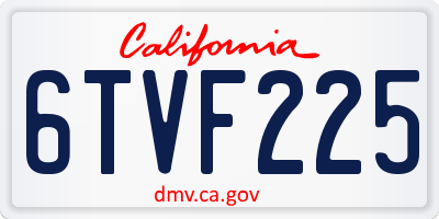 CA license plate 6TVF225