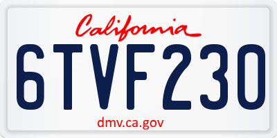 CA license plate 6TVF230